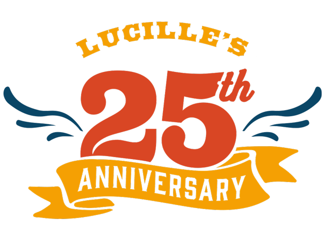 GIF of Lucille's 25th anniversary logo with blinking stars