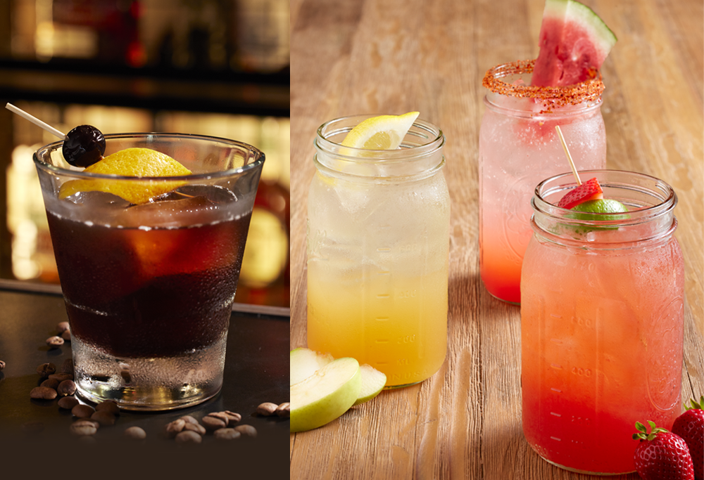 One cocktail and four drinks in a banner image